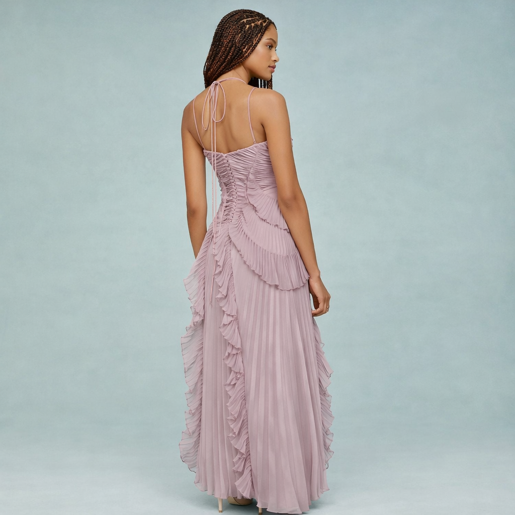 Belia Halter-Neck Chiffon Maxi Dress