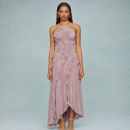 Belia Halter-Neck Chiffon Maxi Dress