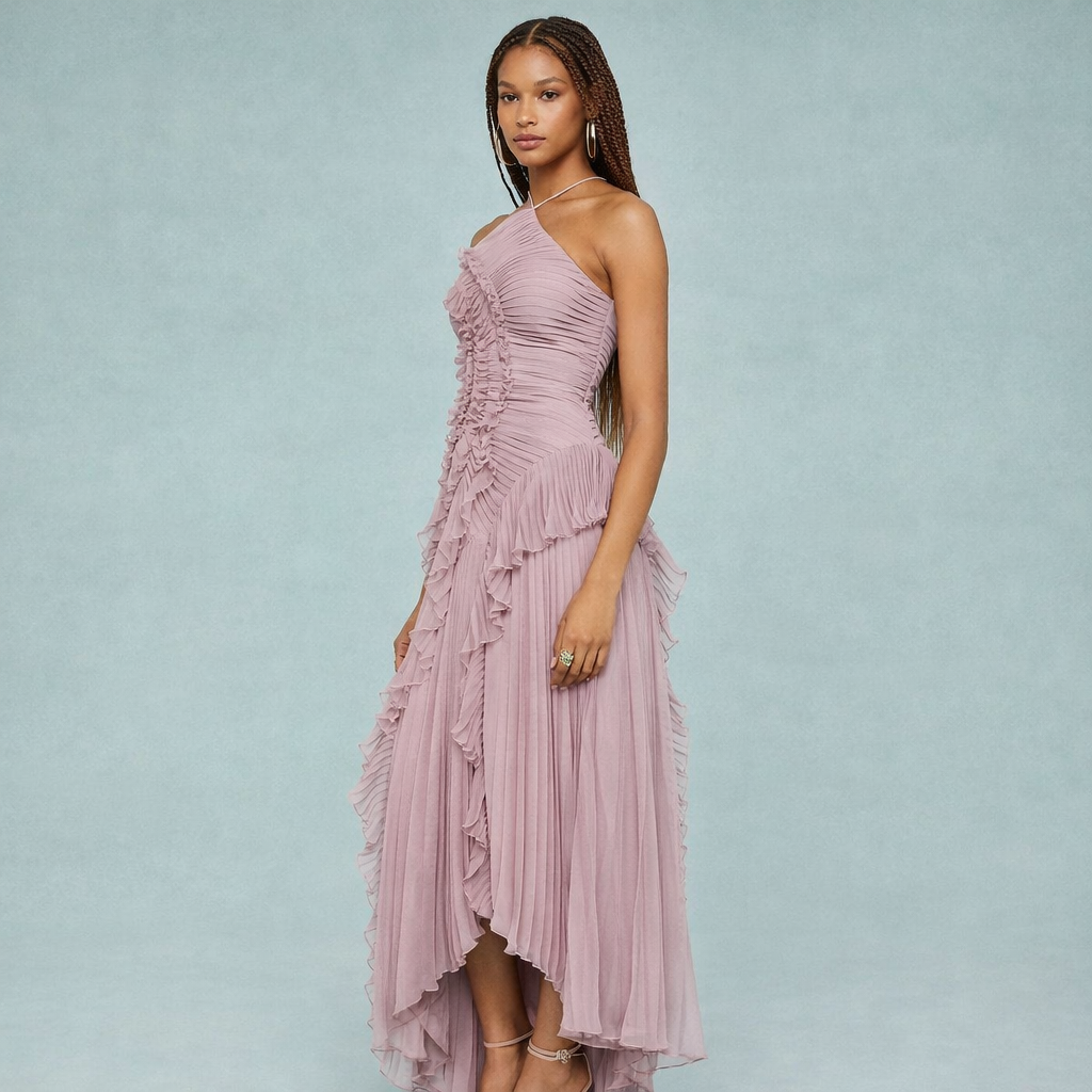 Belia Halter-Neck Chiffon Maxi Dress