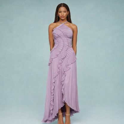 Belia Halter-Neck Chiffon Maxi Dress