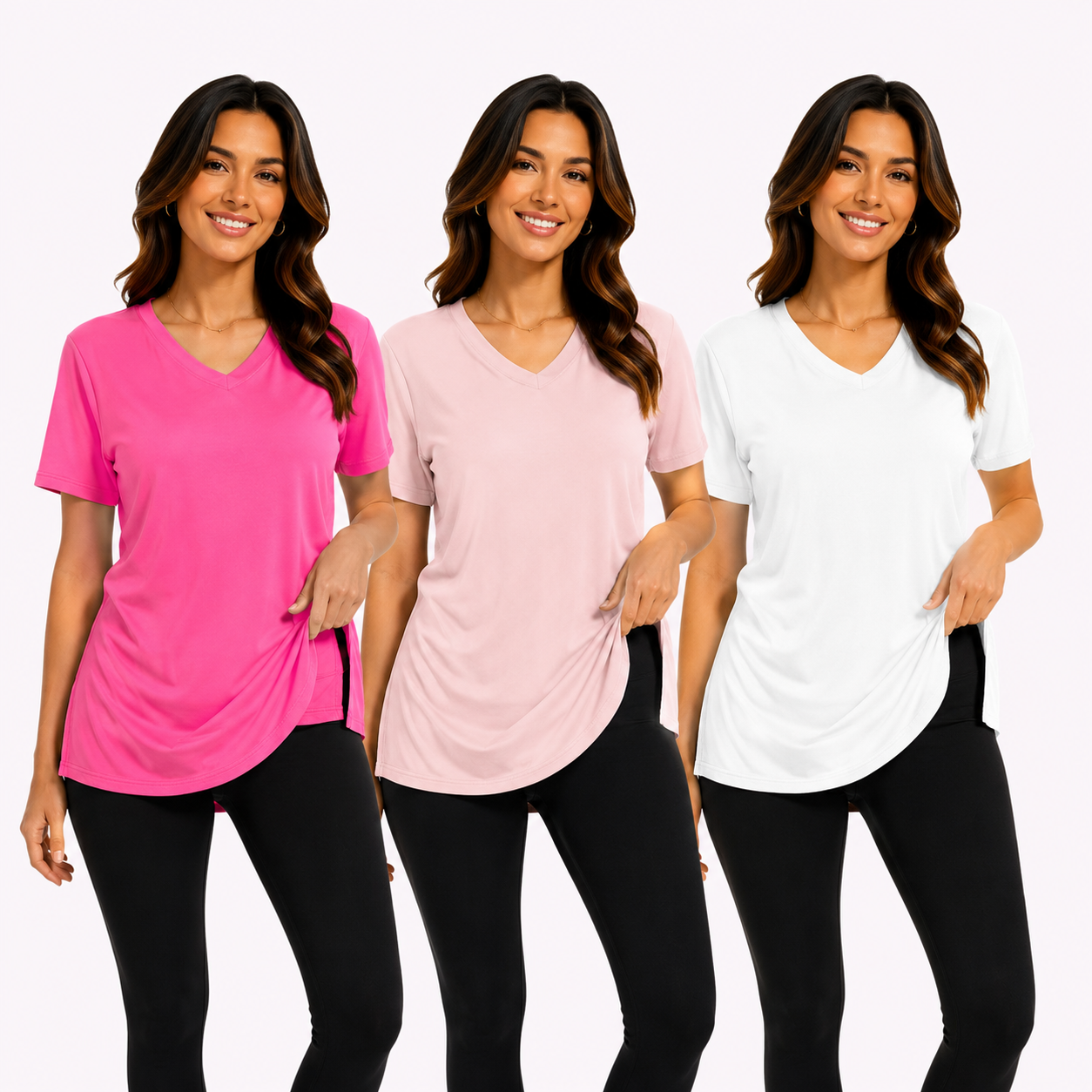 Selena Loose Fit V-Neck Tee (Pack of 3)