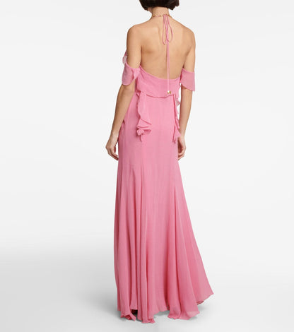 Nerya Maxi Dress – Blumarine Cotton Halter Ruffle