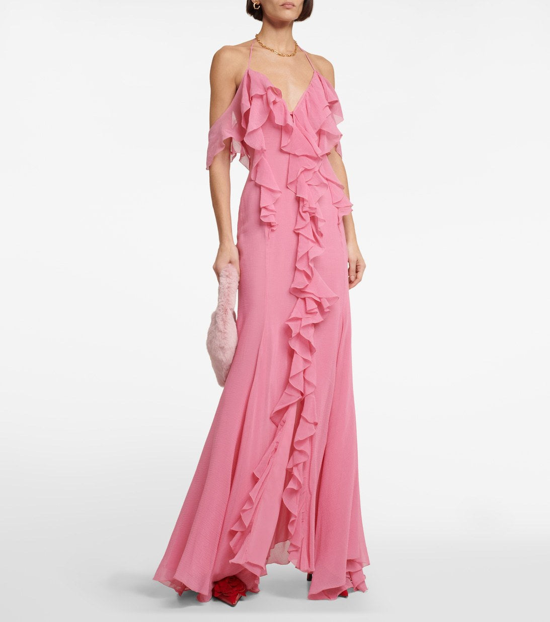 Nerya Maxi Dress – Blumarine Cotton Halter Ruffle