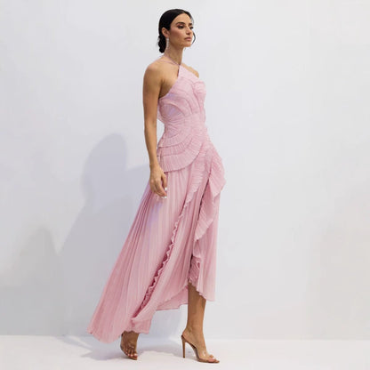 Belia Halter-Neck Chiffon Maxi Dress