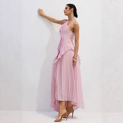 Belia Halter-Neck Chiffon Maxi Dress