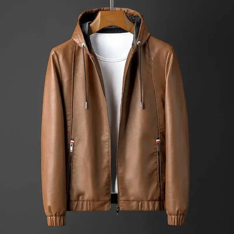 Rave Hooded Leather Jacket – Street Style Outerwear