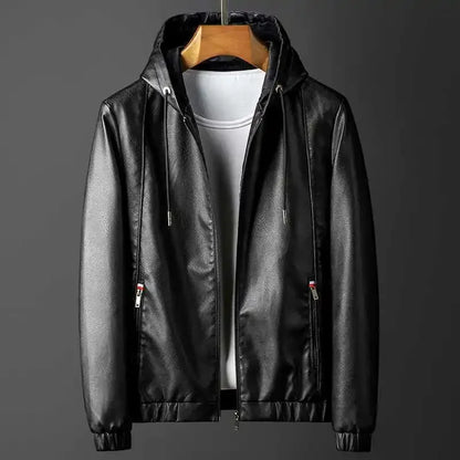 Rave Hooded Leather Jacket – Street Style Outerwear