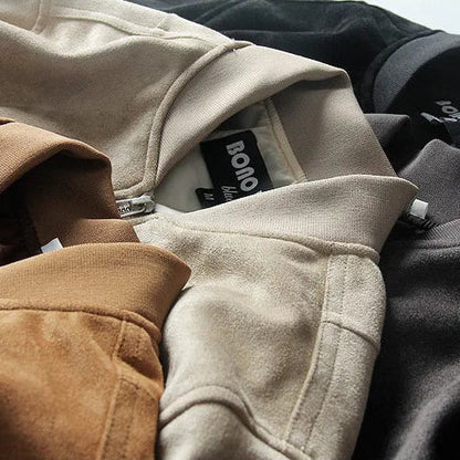 Bono Suede Bomber Jacket – Ribbed Collar & Elastic Hem