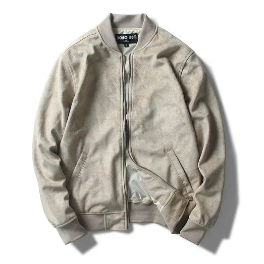 Bono Suede Bomber Jacket – Ribbed Collar & Elastic Hem