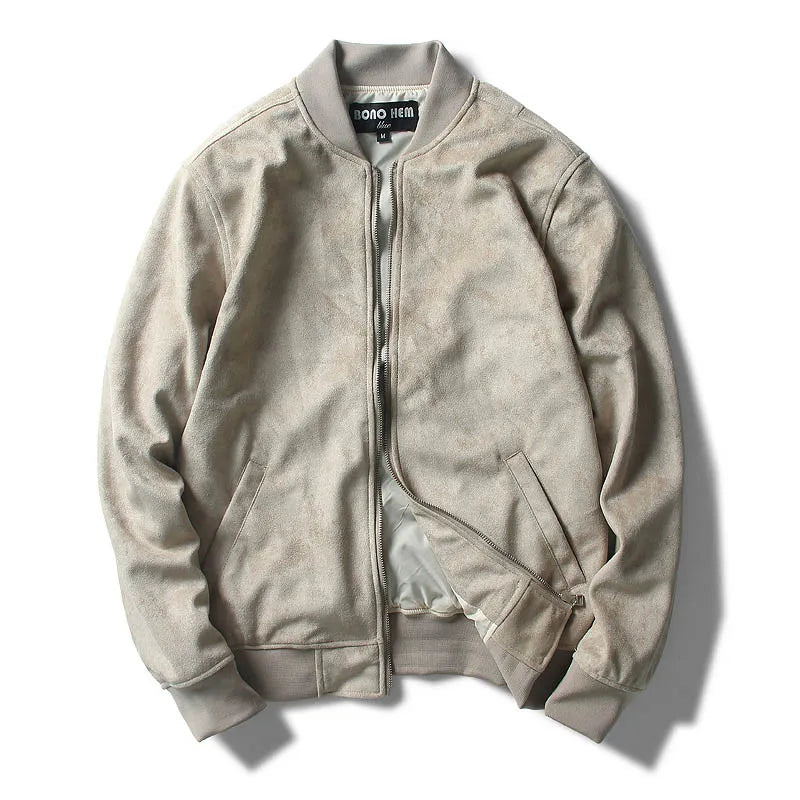 Bono Suede Bomber Jacket – Ribbed Collar & Elastic Hem