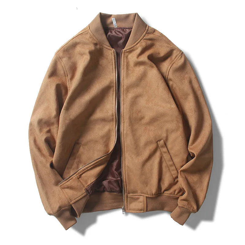 Bono Suede Bomber Jacket – Ribbed Collar & Elastic Hem