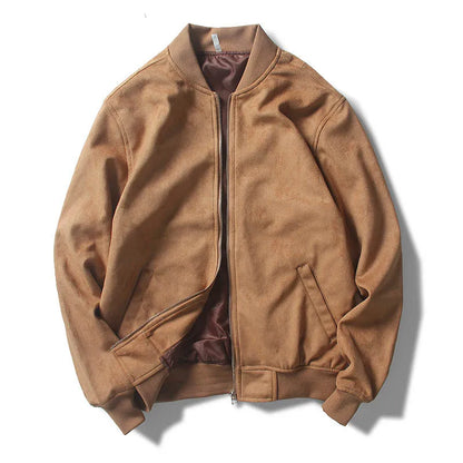 Bono Suede Bomber Jacket – Ribbed Collar & Elastic Hem