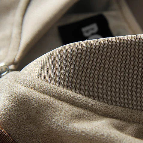 Bono Suede Bomber Jacket – Ribbed Collar & Elastic Hem