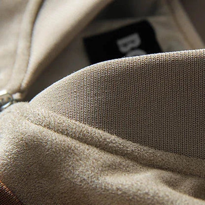 Bono Suede Bomber Jacket – Ribbed Collar & Elastic Hem