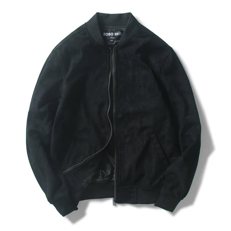 Bono Suede Bomber Jacket – Ribbed Collar & Elastic Hem