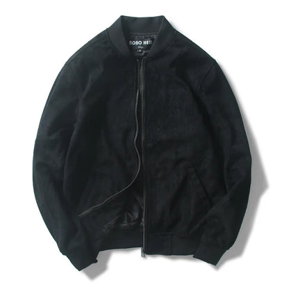 Bono Suede Bomber Jacket – Ribbed Collar & Elastic Hem