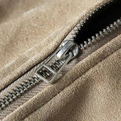 Bono Suede Bomber Jacket – Ribbed Collar & Elastic Hem
