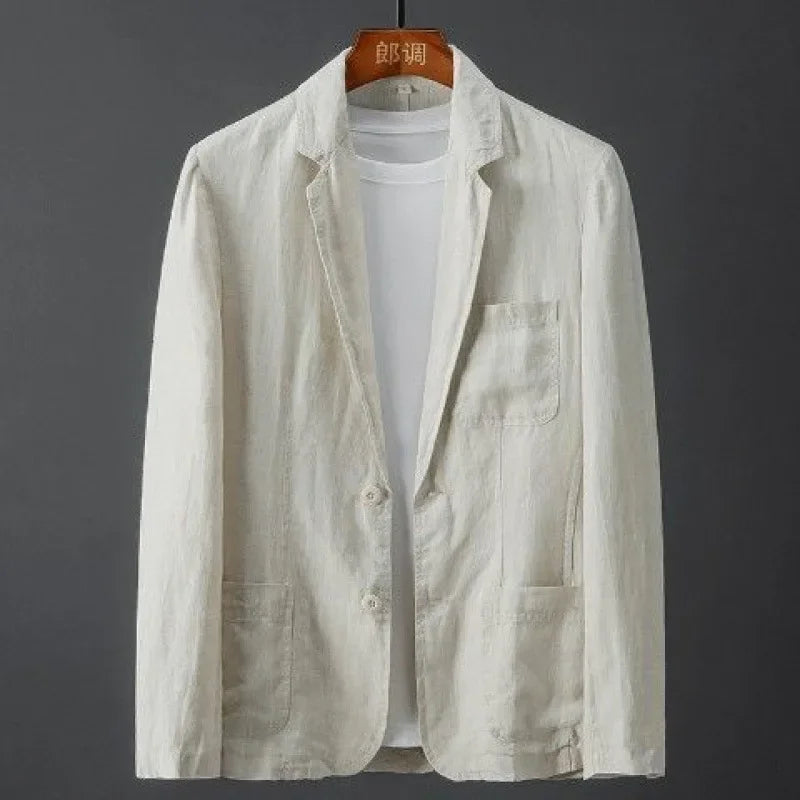Ivoro Blazer – Double-Breasted Linen-Cotton Men's Jacket