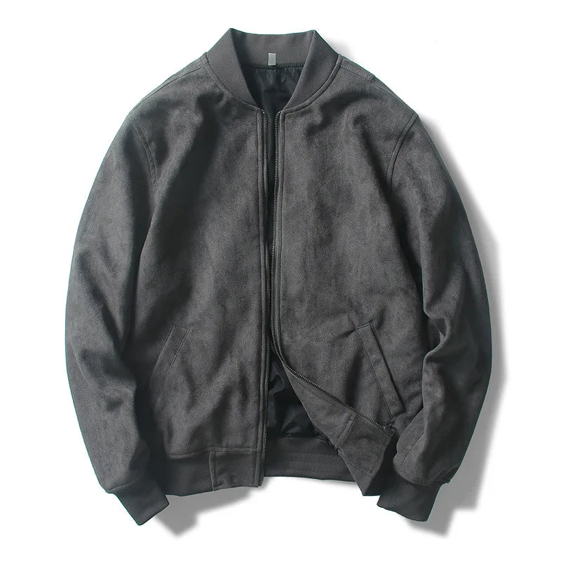 Bono Suede Bomber Jacket – Ribbed Collar & Elastic Hem