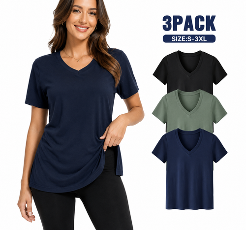 Selena Loose Fit V-Neck Tee (Pack of 3)