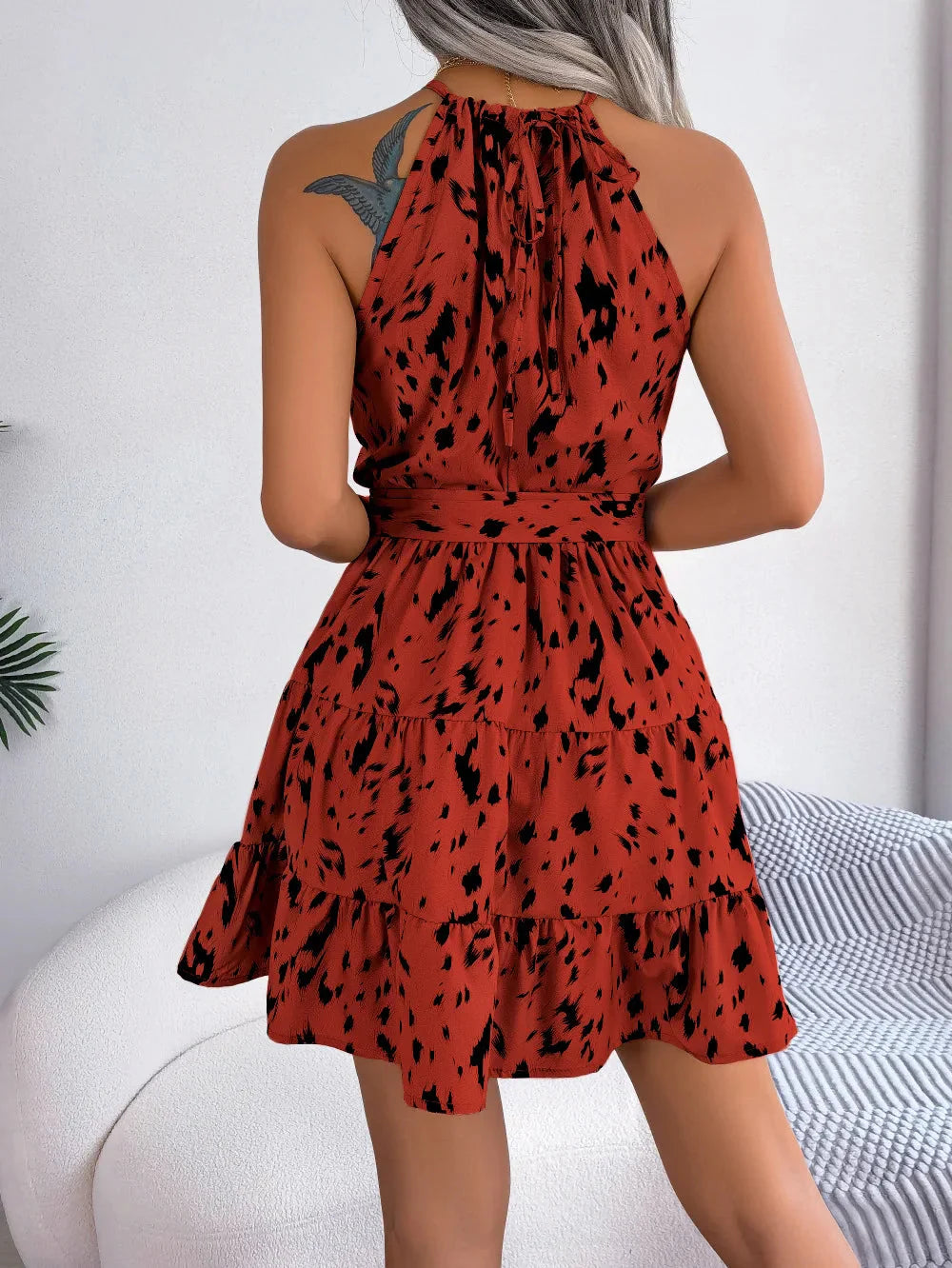 Sorento Halter Mini Dress – A-Line Empire Waist