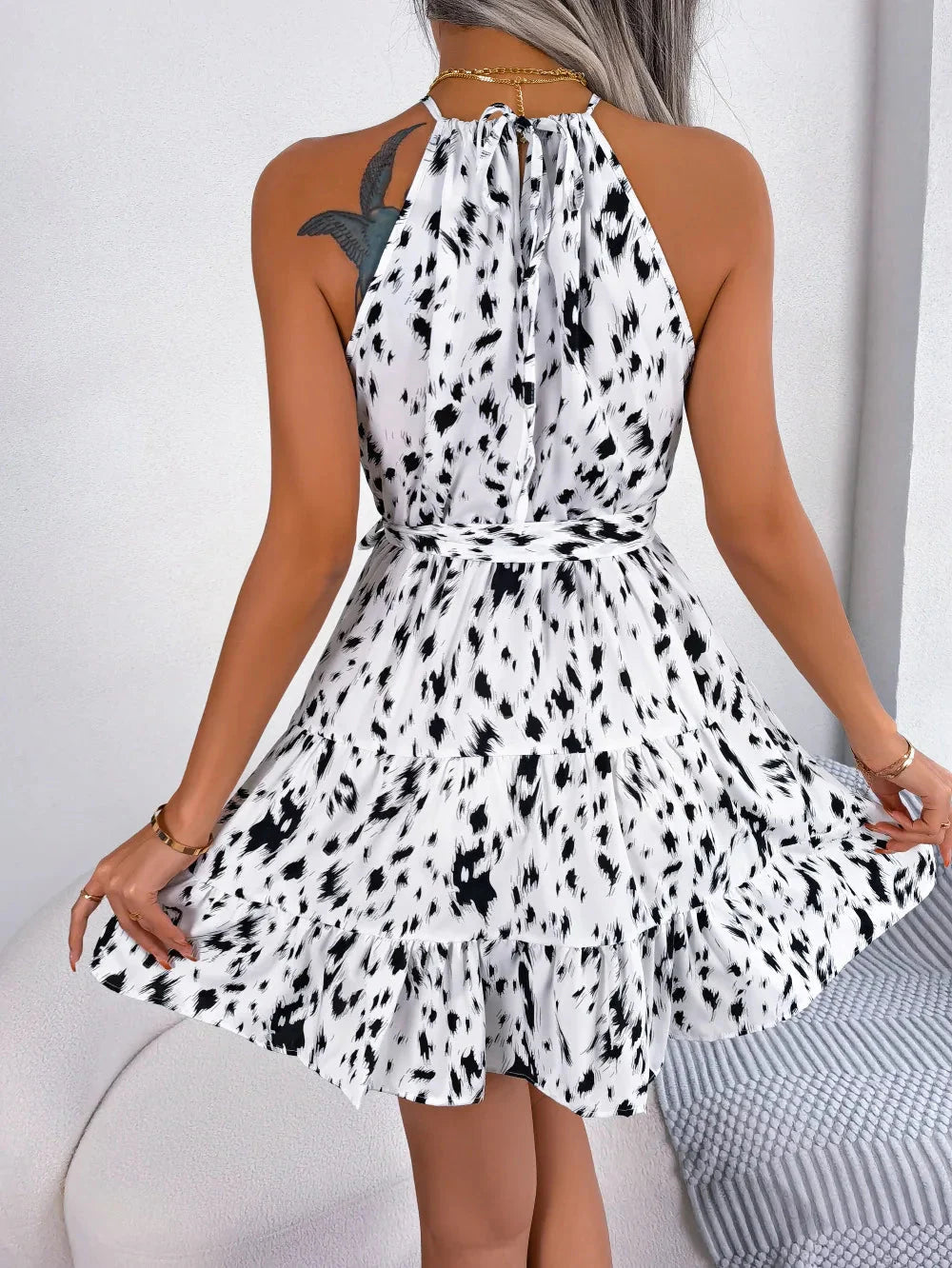 Sorento Halter Mini Dress – A-Line Empire Waist