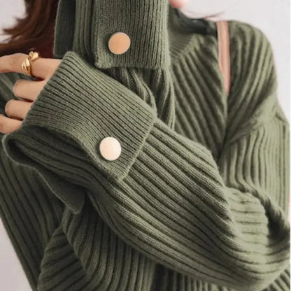 Niko Oversized High Neck Cotton Blend Sweater