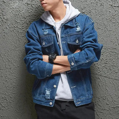 Drex Denim Jacket – Distressed Raw Edge Streetwear
