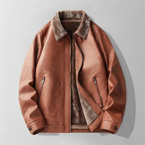 Elion Genuine Leather Jacket with Fur Interior