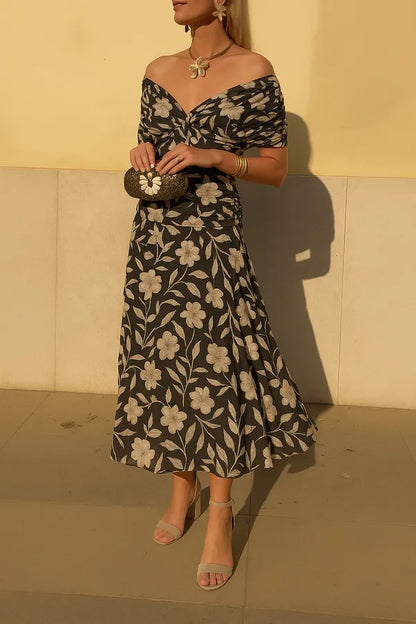 Valentina Off-Shoulder Floral Midi Dress