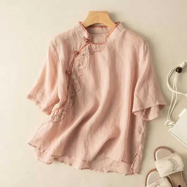Brisa Linen Shirt – Cropped Cotton-Linen Top