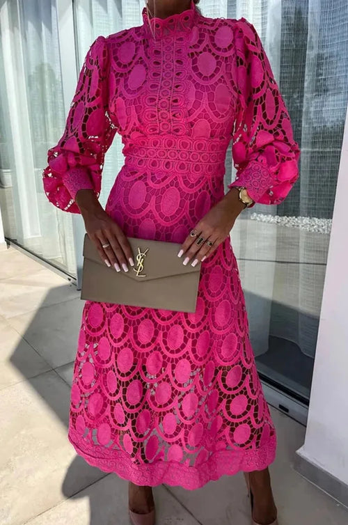 Bellaire Lace Midi Dress – Elegant & Feminine