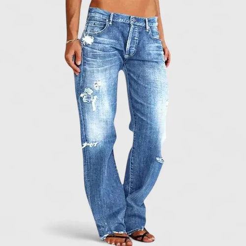 Harper Low-Rise Distressed Straight Leg Jeans