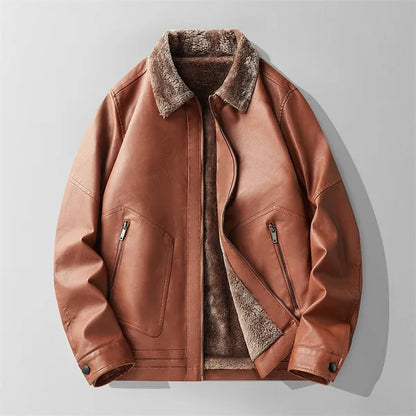 Elion Genuine Leather Jacket with Fur Interior