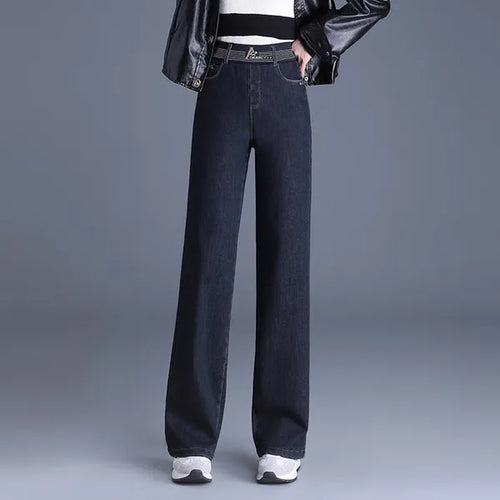 Meira Denim Pants – Elastic High-Waist Straight Cut