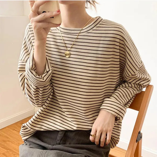 Rebecca Long-Sleeve Striped Cotton Shirt