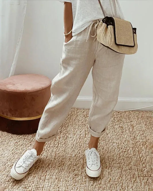 Marina High-Waist Straight-Leg Pants – Women's Trousers