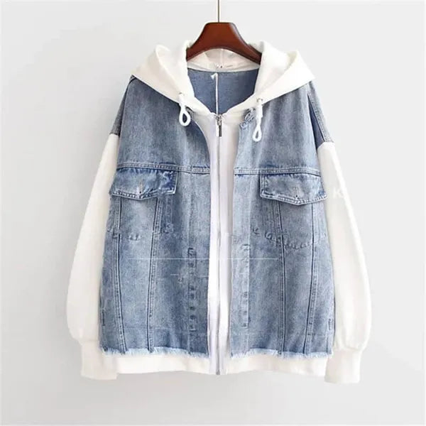 Renzo Jacket – Denim & Hooded Faux Layered Zip Jacket