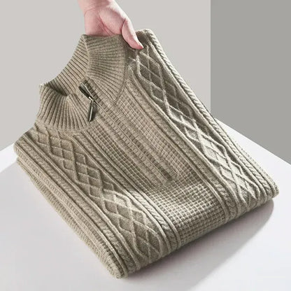 Heaver Cable-Knit Quarter-Zip Sweater