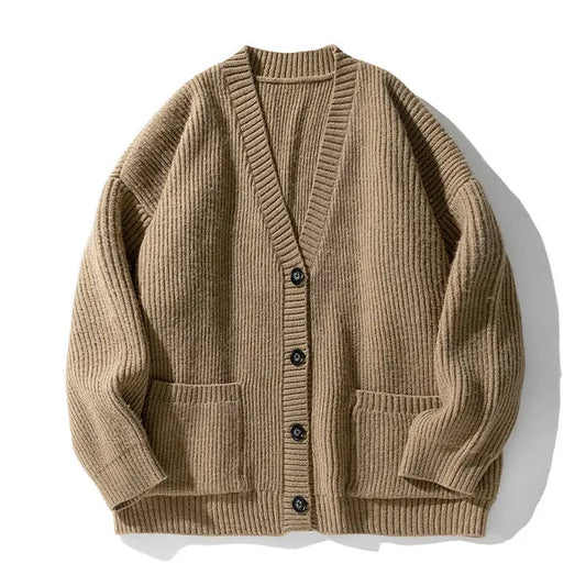 Watin Cardigan – Soft Ribbed Cotton-Wool V-Neck