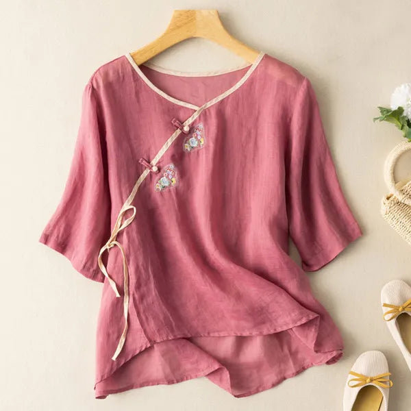 Amara Linen Shirt – Breathable Cotton-Linen Half-Sleeve