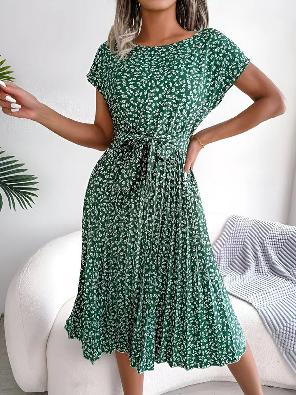 Roselyn Pleated Floral A-Line Dress