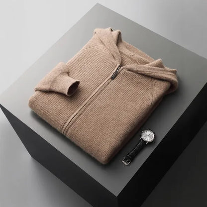 Osten Sweater – Soft Wool Blend Hooded Zip Cardigan