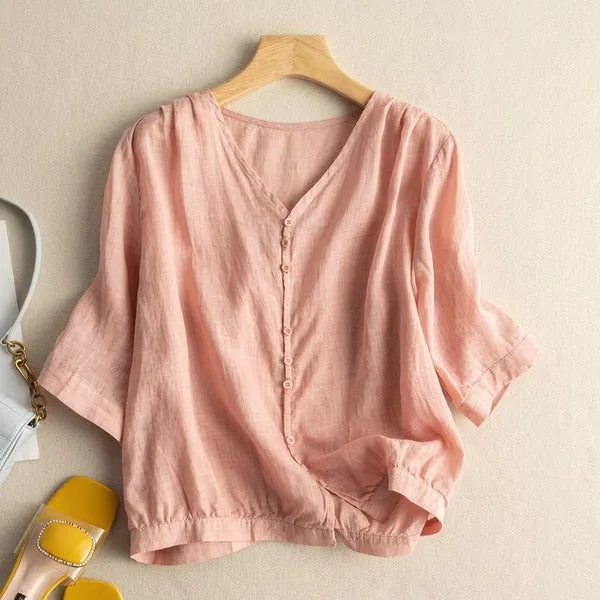 Zyla Cotton Blouse – Soft, Breathable Button-Down Top