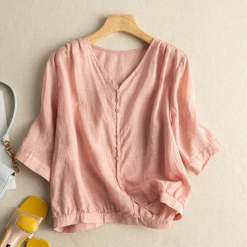 Zyla Cotton Blouse – Soft, Breathable Button-Down Top