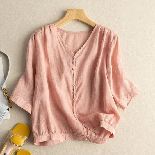 Zyla Cotton Blouse – Soft, Breathable Button-Down Top