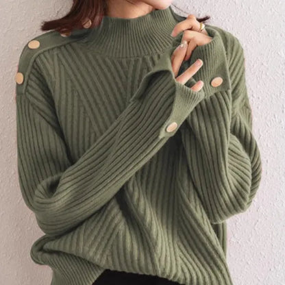 Niko Oversized High Neck Cotton Blend Sweater