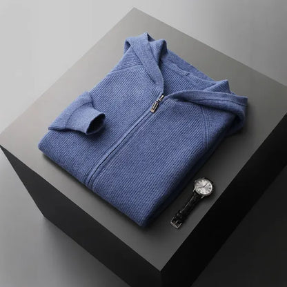 Osten Sweater – Soft Wool Blend Hooded Zip Cardigan