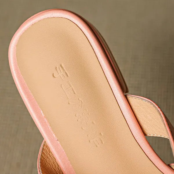 Roslyn Genuine Leather T-Strap Mules