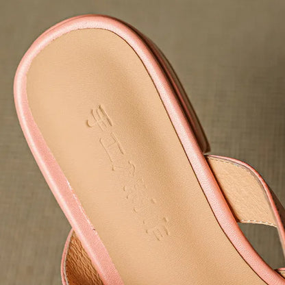 Roslyn Genuine Leather T-Strap Mules